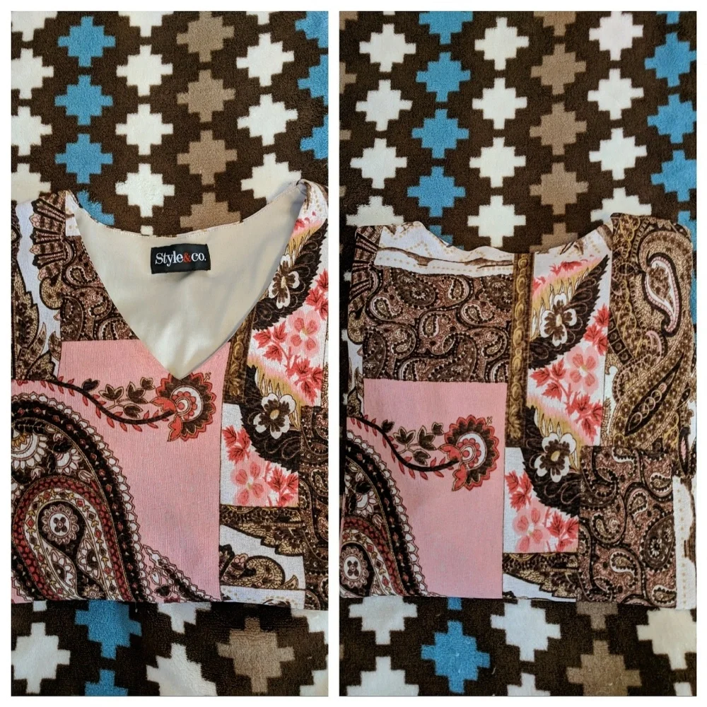 Pre-owned Style & Co. Paisley Design Top Size L - Picture 7 of 8